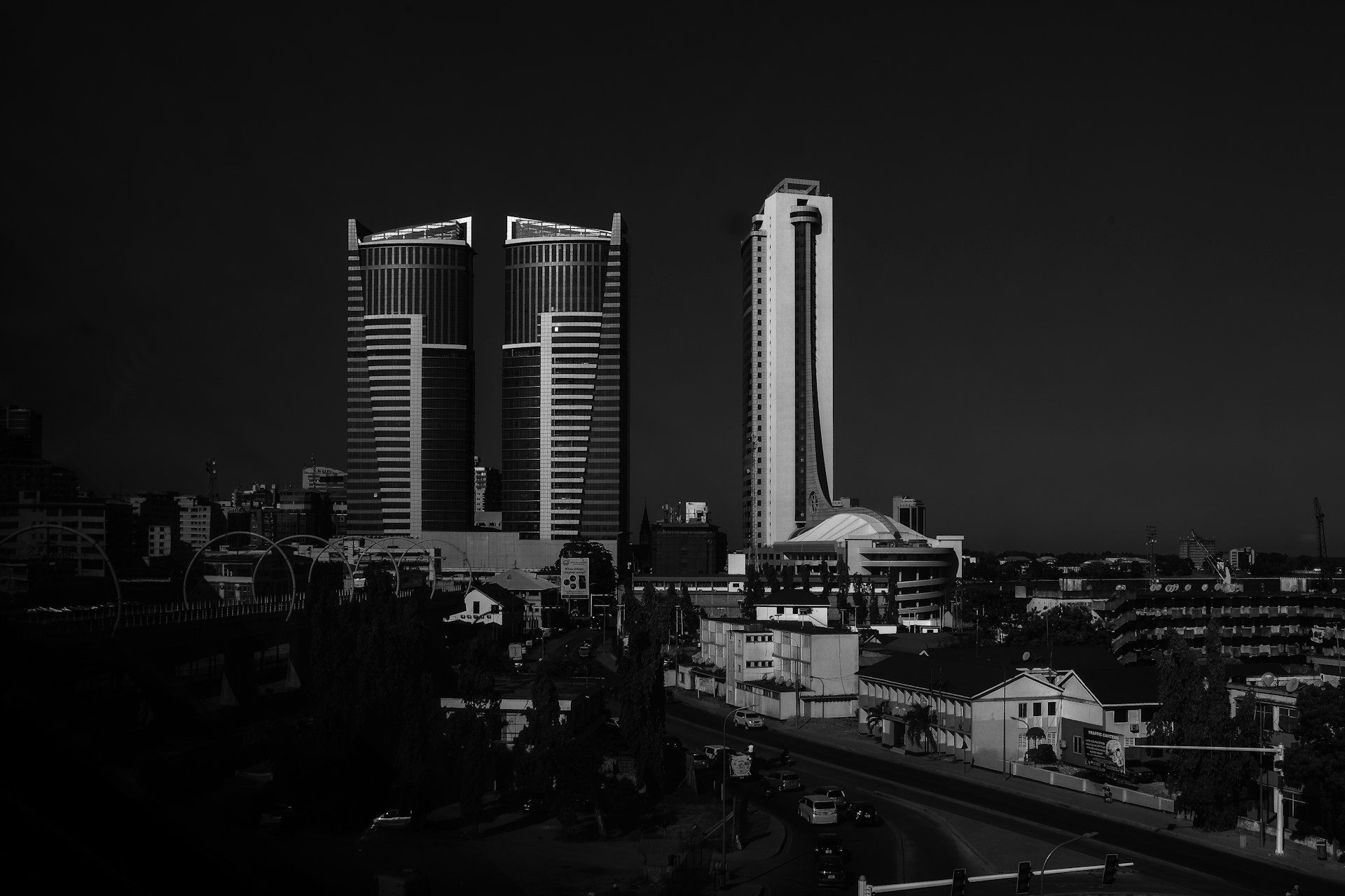 Dar es Salaam street and Twin Towers skyline photographed in December 2025; illustrative file photograph.