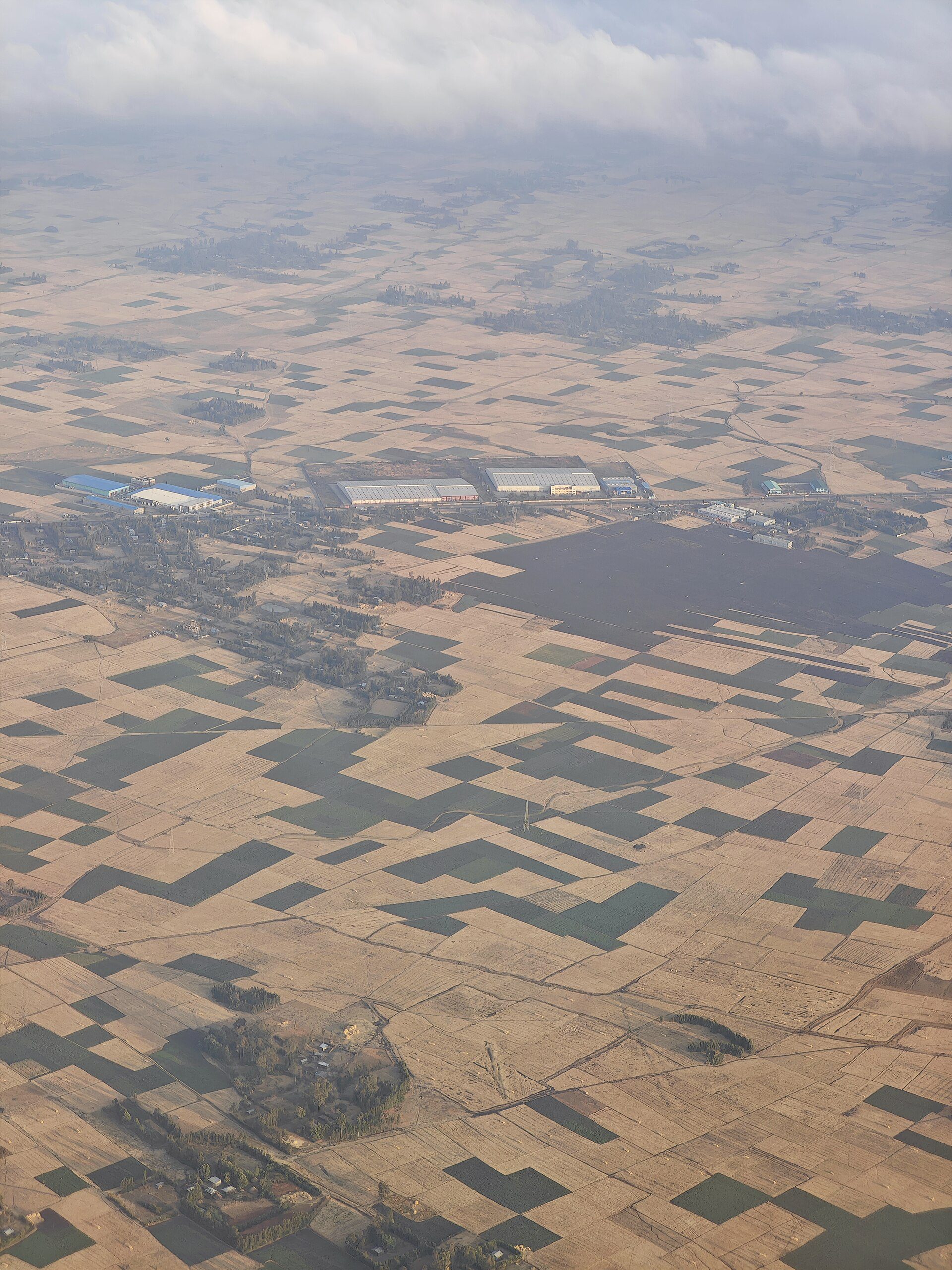 Aerial view of cultivated fields southwest of Addis Ababa, Ethiopia, on 23 December 2025