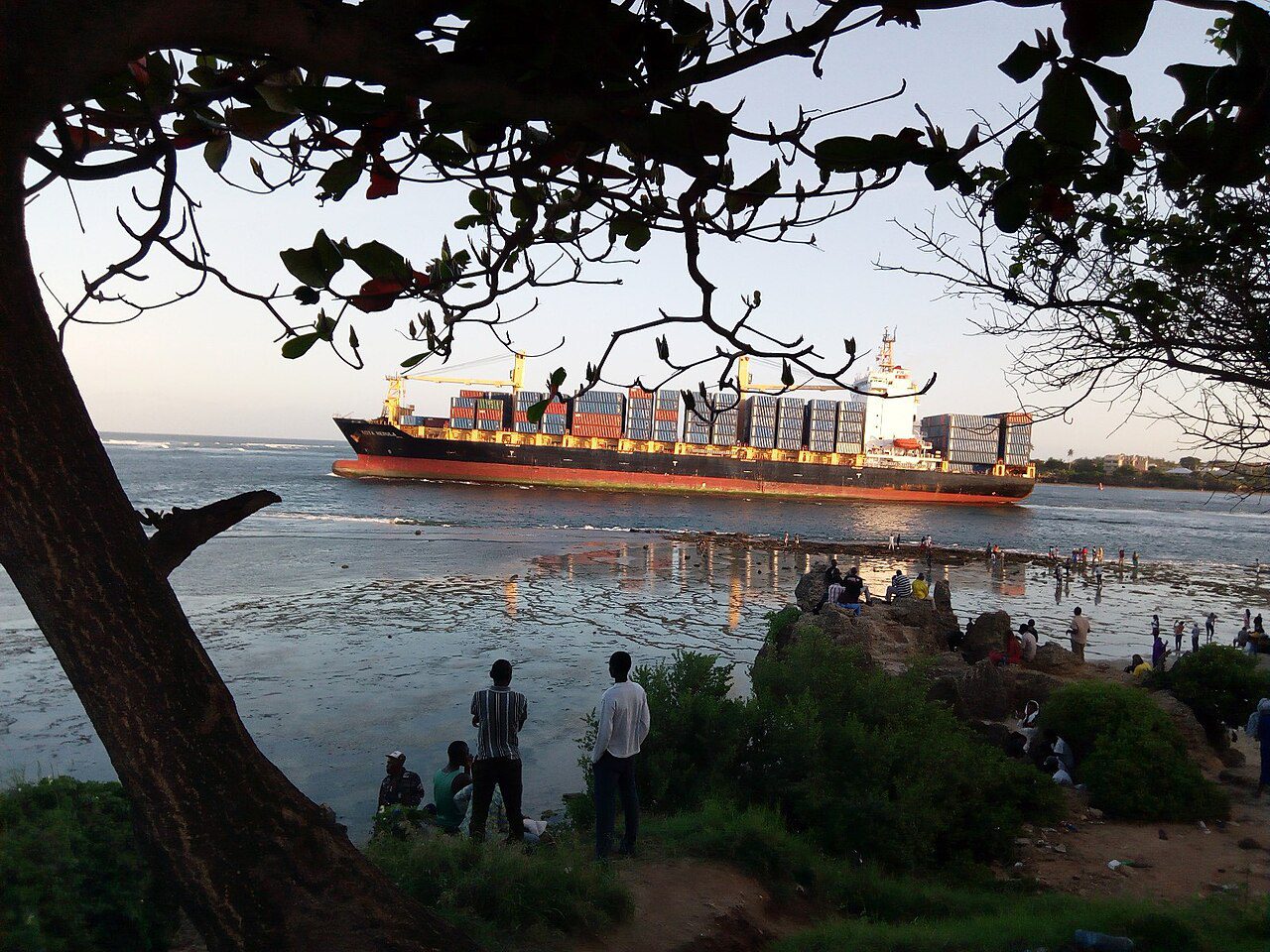 Container ship leaving Mombasa port in a 2022 photograph, illustrative regional trading activity