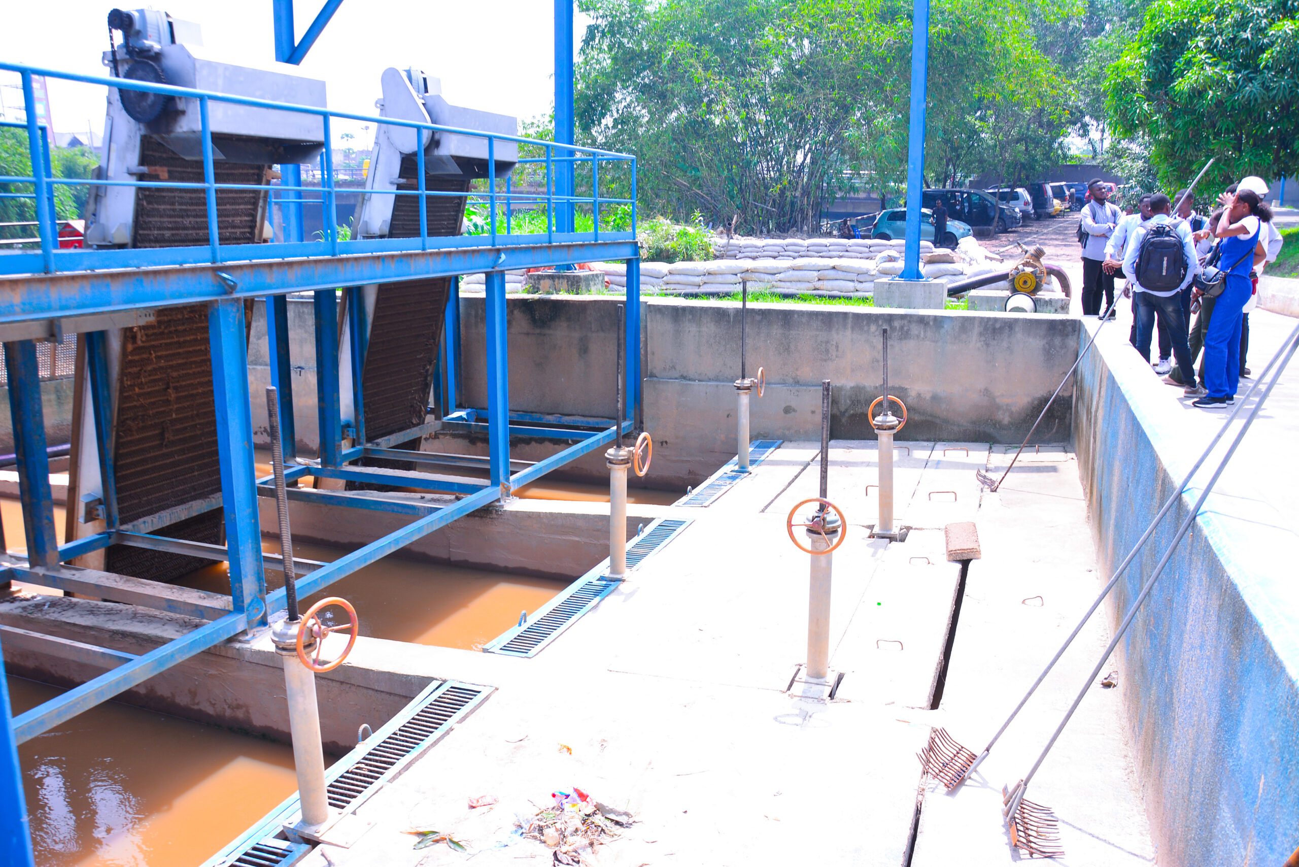 Desanding infrastructure at the Ndjili water treatment site in Kinshasa, photographed on 9 December 2025.